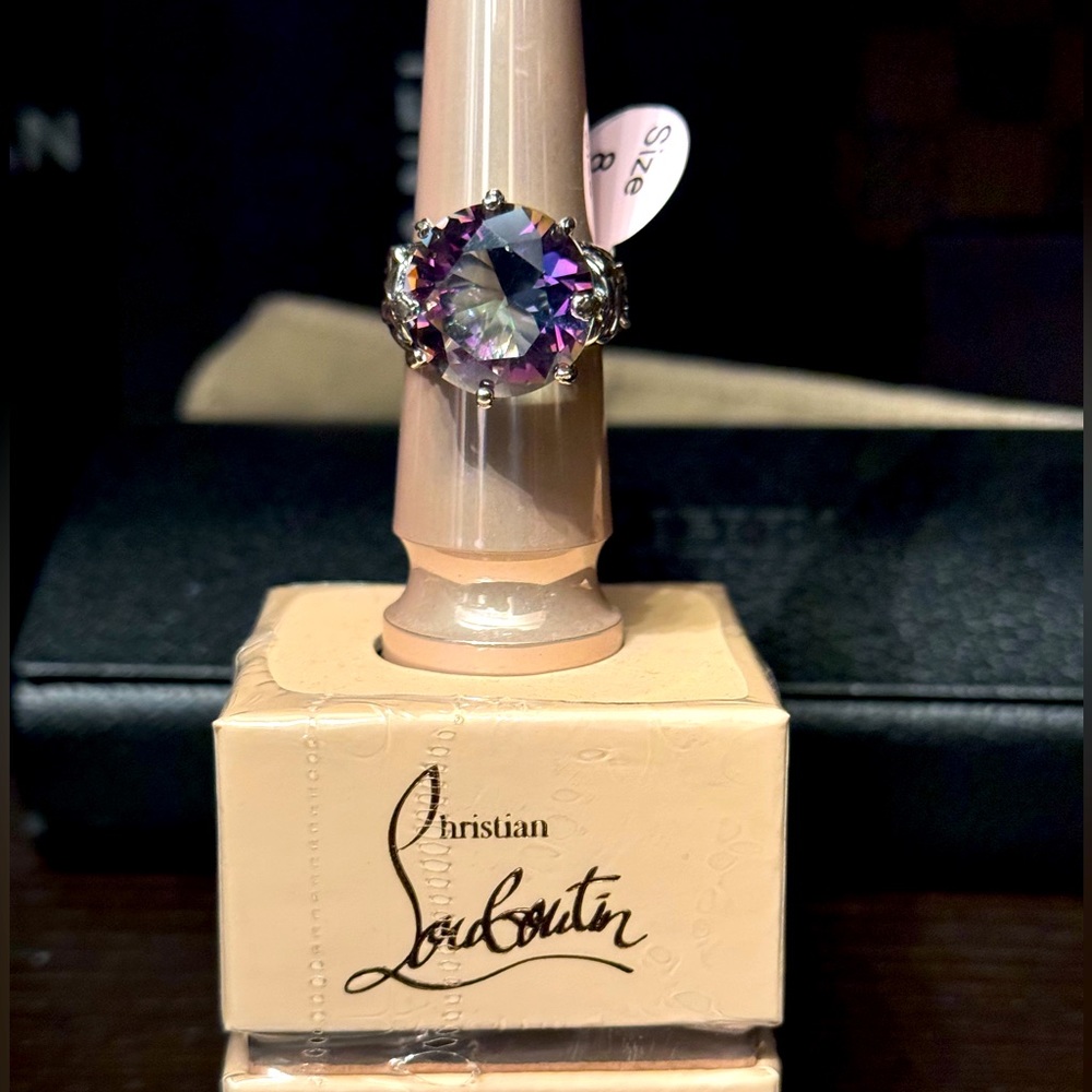 NWT Sterling silver made from Israel crystal ring in size 8 multicolor